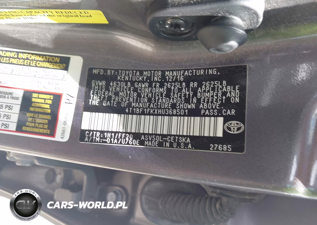 2017 Toyota Camry Se VIN:4T1BF1FKXHU368501 - 9