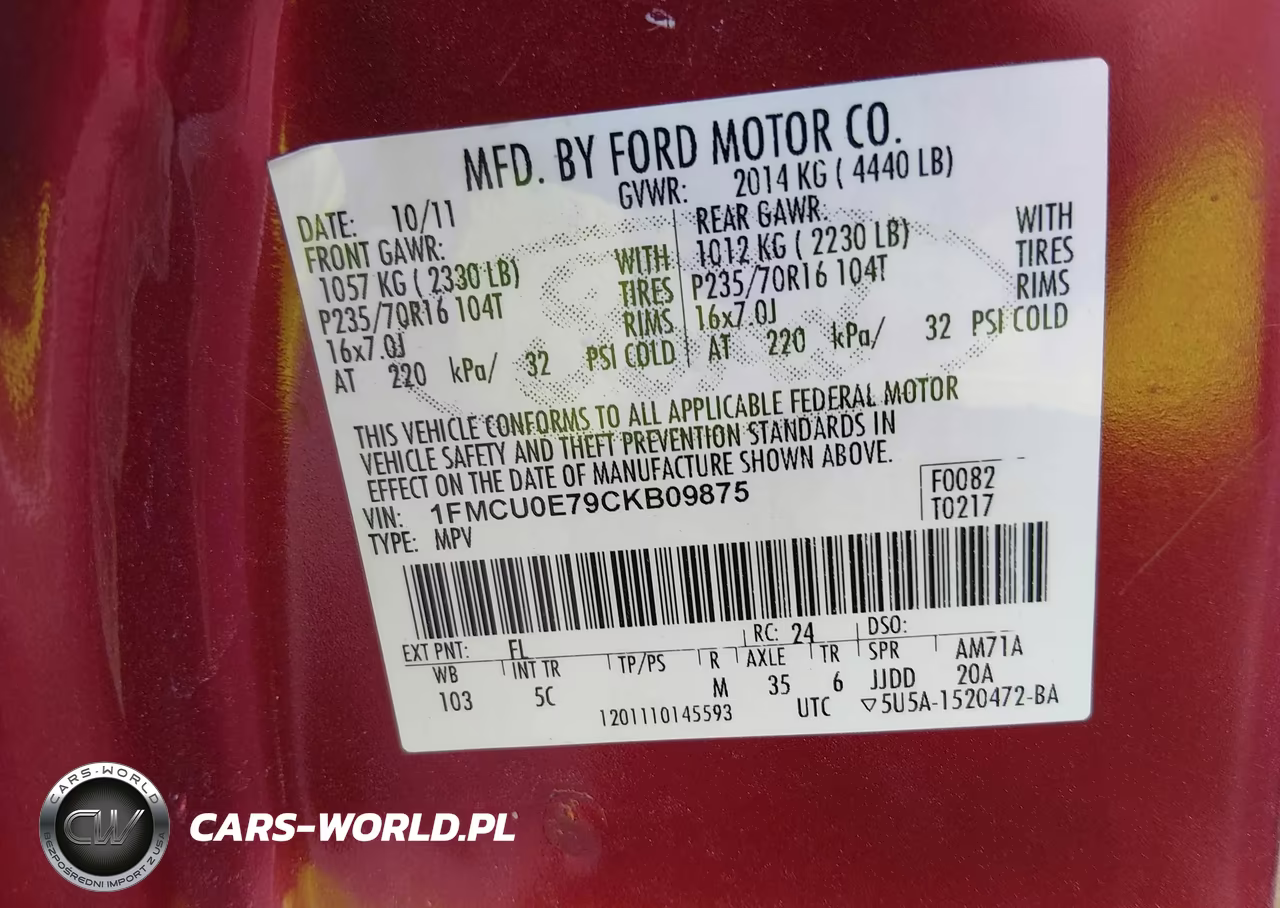 2012 Ford Escape Limited VIN:1FMCU0E79CKB09875 - 9