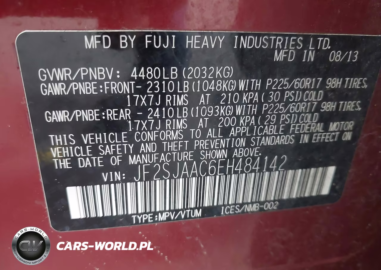 2014 Subaru Forester 2.5I VIN:JF2SJAAC6EH484142 - 9