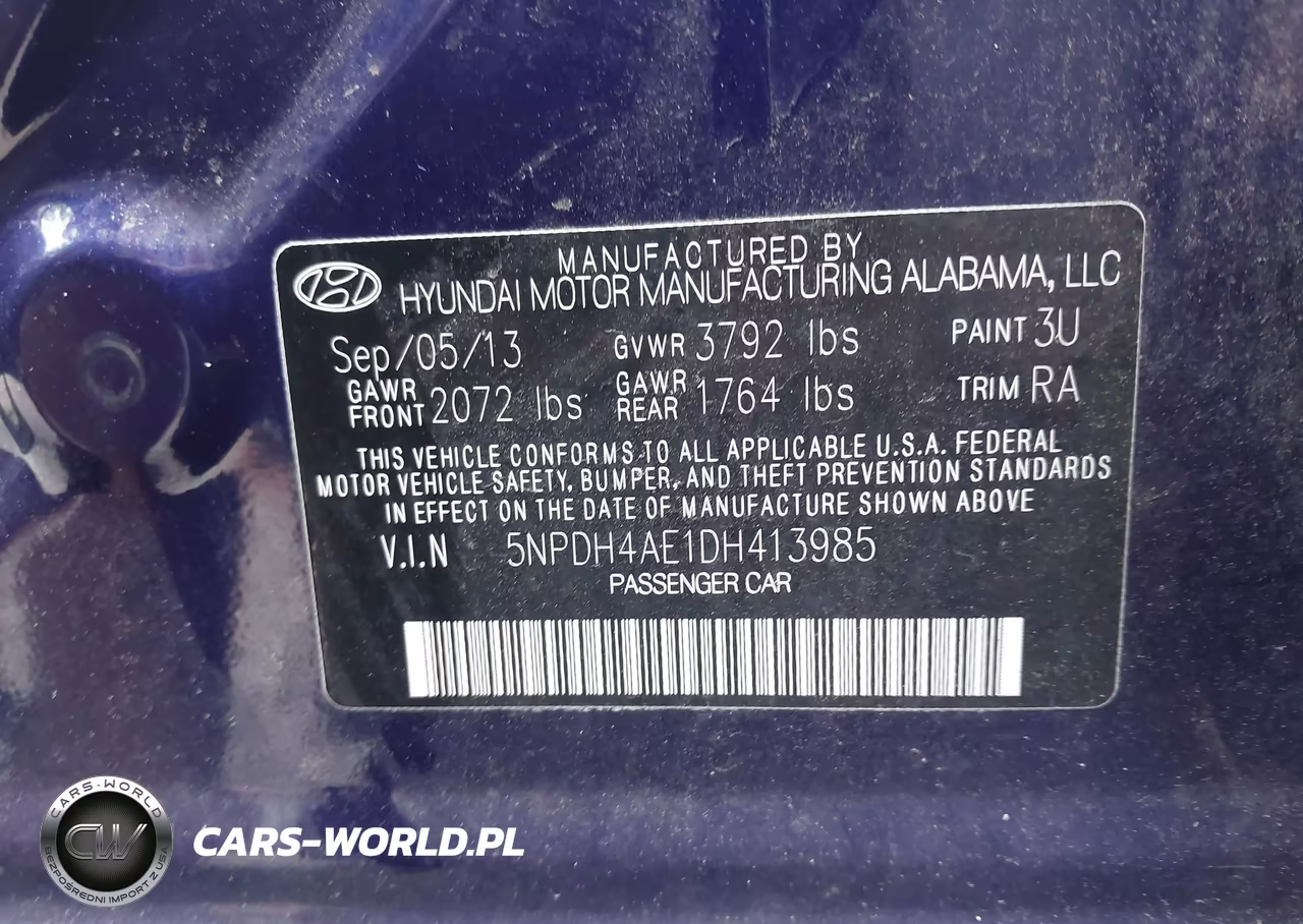 2013 Hyundai Elantra Gls VIN:5NPDH4AE1DH413985 - 9