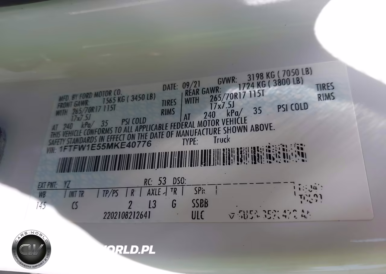 2021 Ford F-150 Xl VIN:1FTFW1E55MKE40776 - 9
