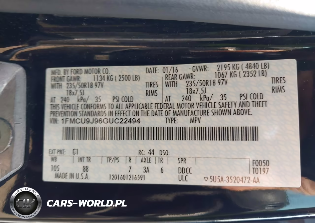 2016 Ford Escape Titanium VIN:1FMCU9J96GUC22494 - 9