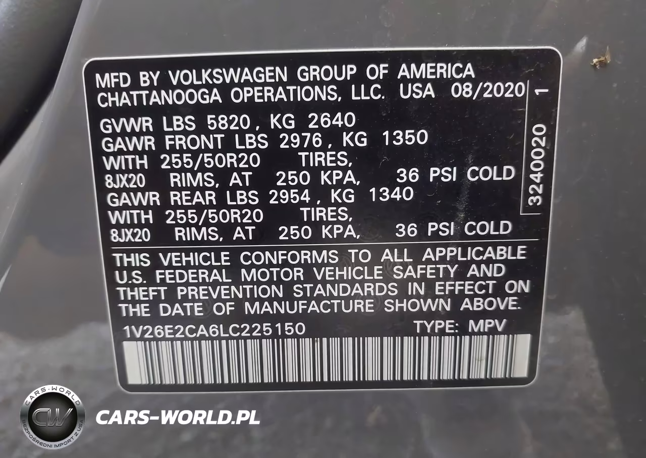 2020 Volkswagen Atlas Cross Sport 3.6L V6 Se W-Technology-3.6L V6 Se W-Technology R-Line VIN:1V26E2CA6LC225150 - 9