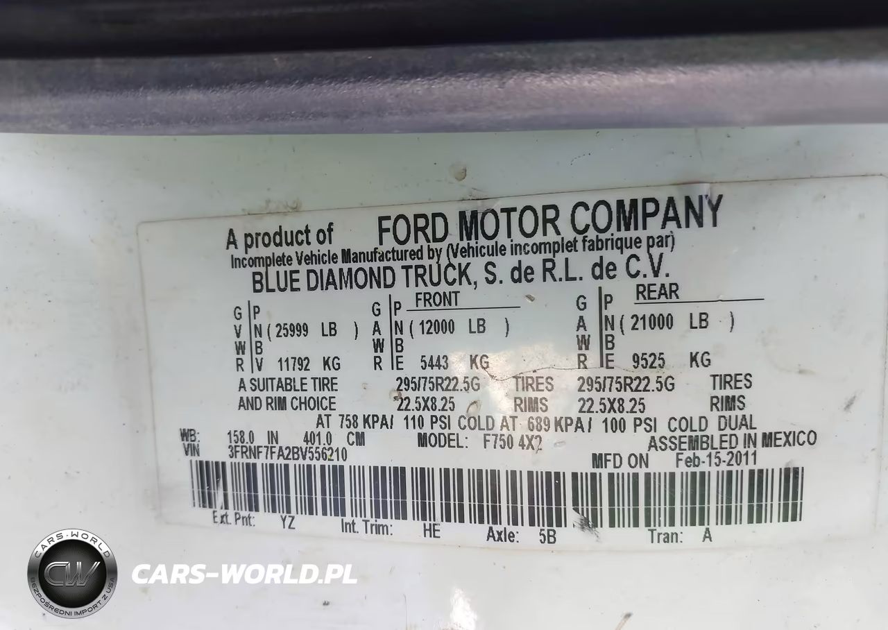 2011 Ford F-750 Xl-Xlt VIN:3FRNF7FA2BV556210 - 9