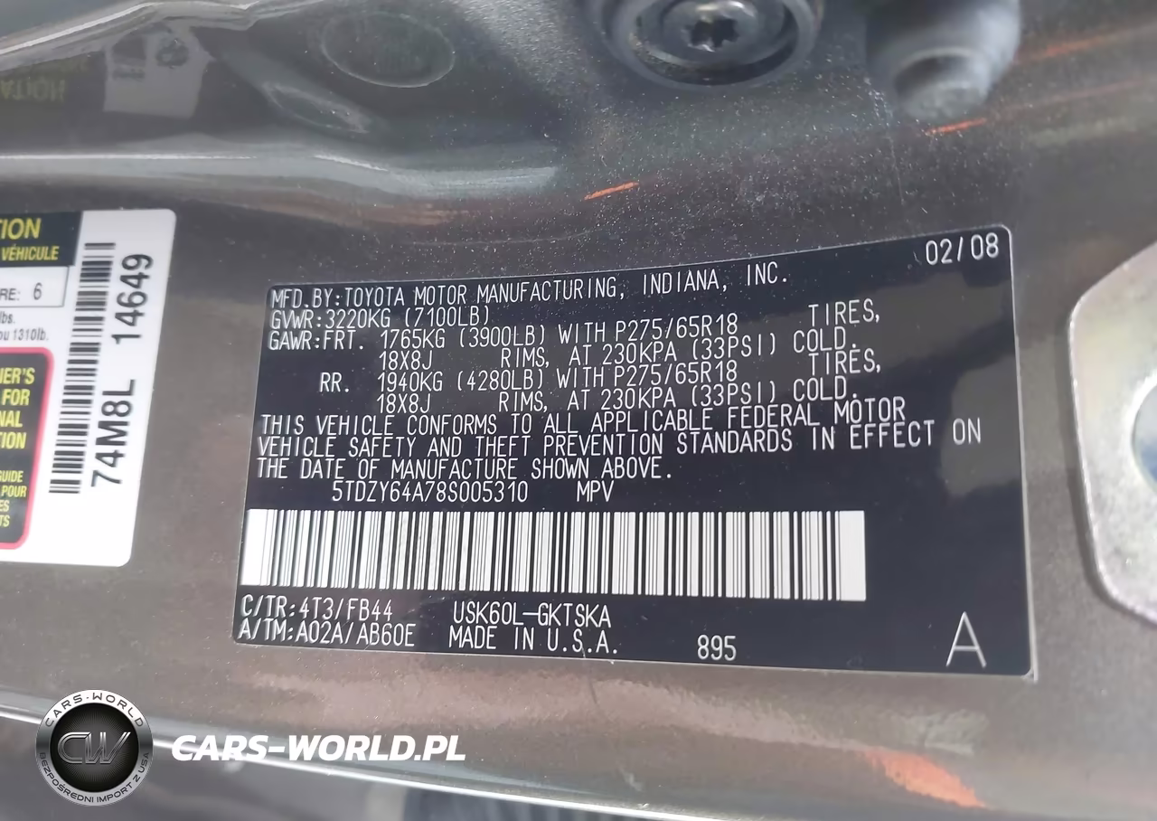 2008 Toyota Sequoia Sr5 5.7L V8 VIN:5TDZY64A78S005310 - 9