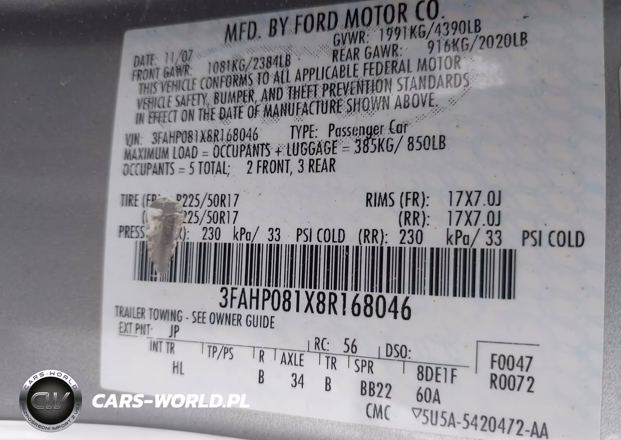 2008 Ford Fusion Sel VIN:3FAHP081X8R168046 - 9