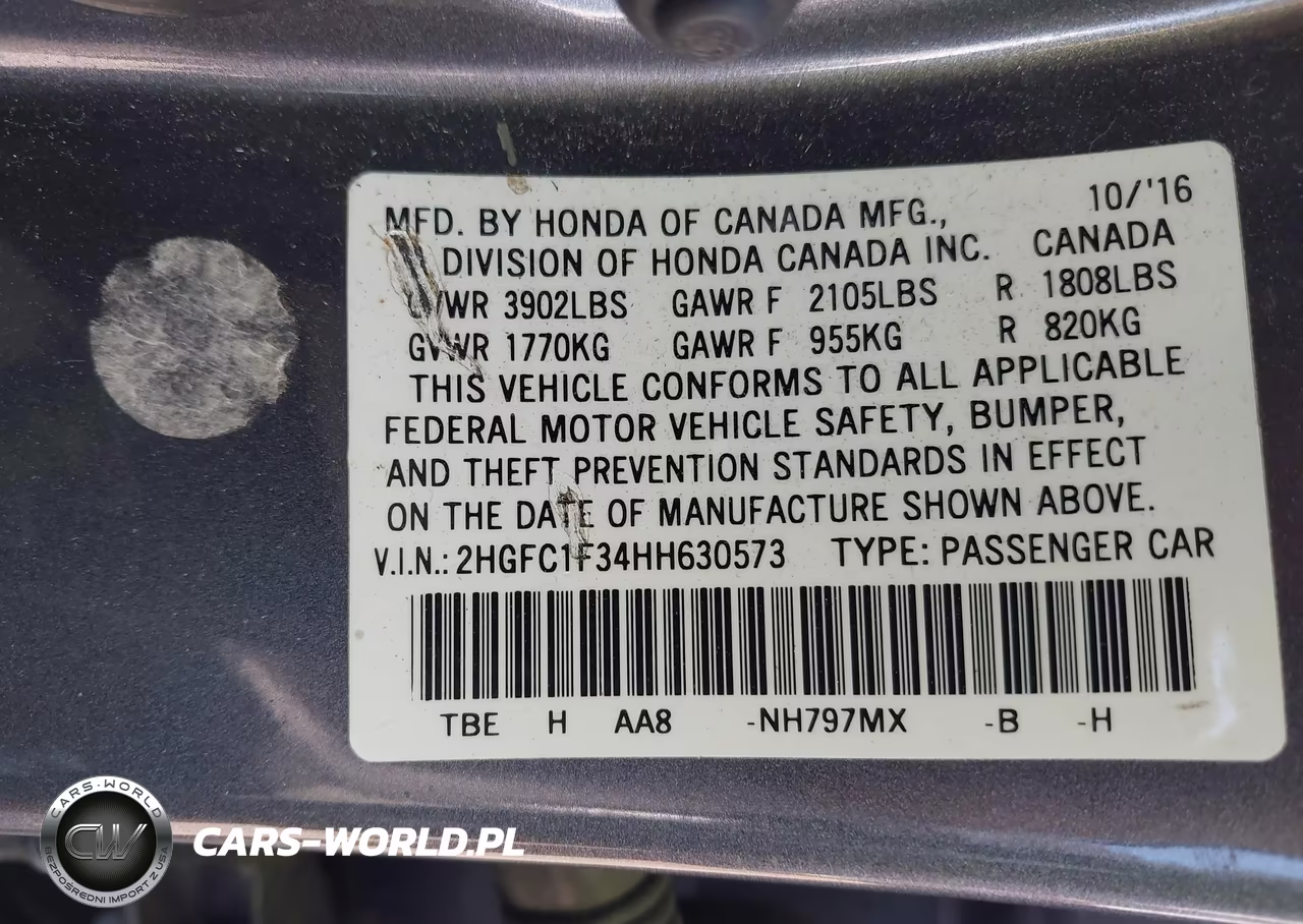 2017 Honda Civic Ex-T VIN:2HGFC1F34HH630573 - 9