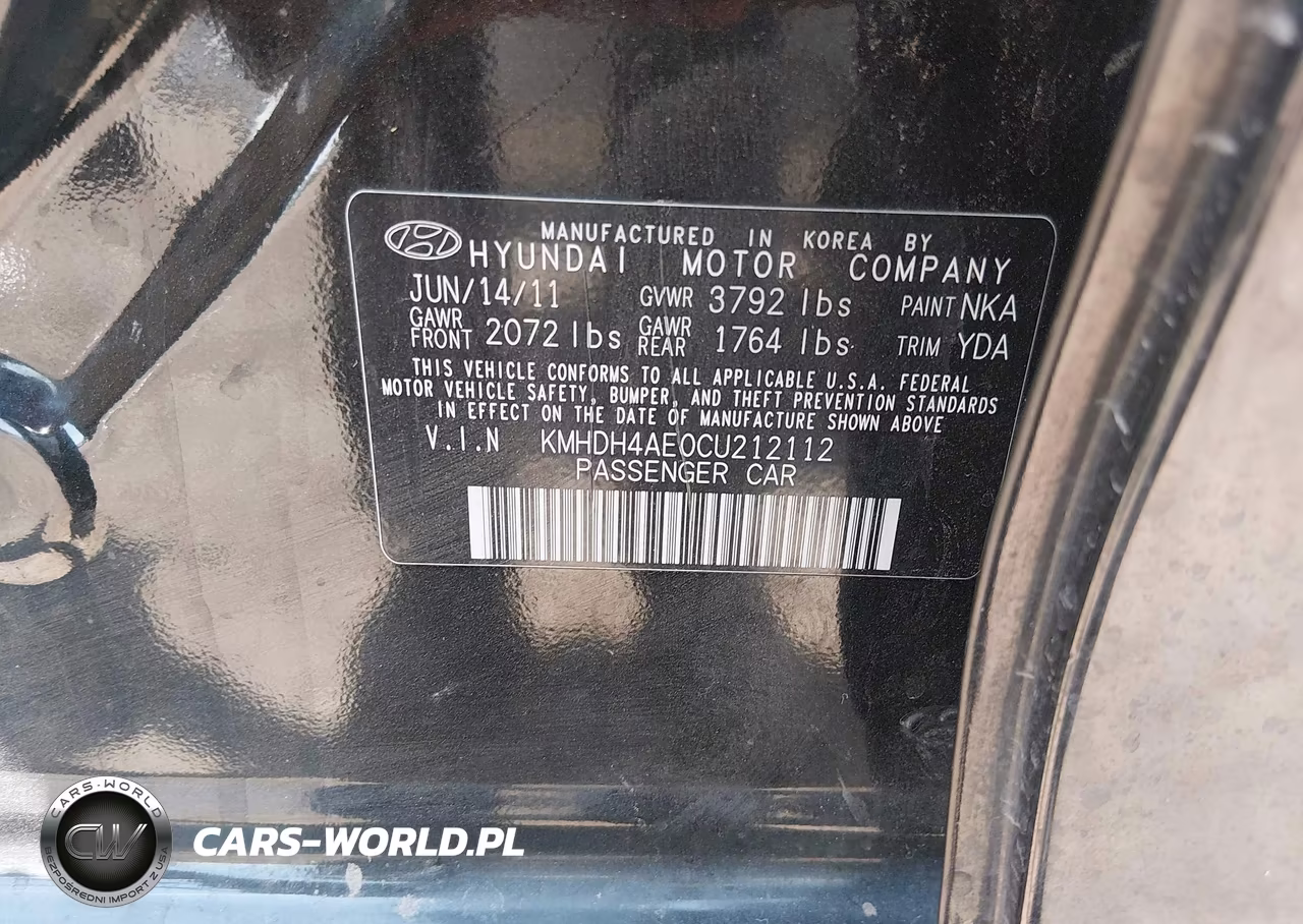 2012 Hyundai Elantra Limited (Ulsan Plant) VIN:KMHDH4AE0CU212112 - 9