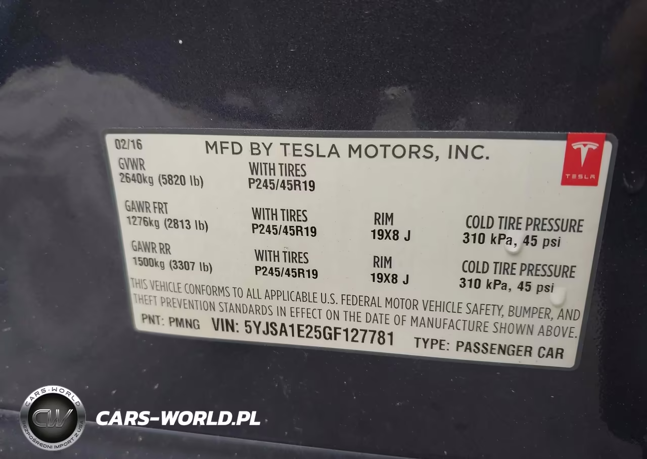 2016 Tesla Model S 60D-70D-75D-85D-90D VIN:5YJSA1E25GF127781 - 9