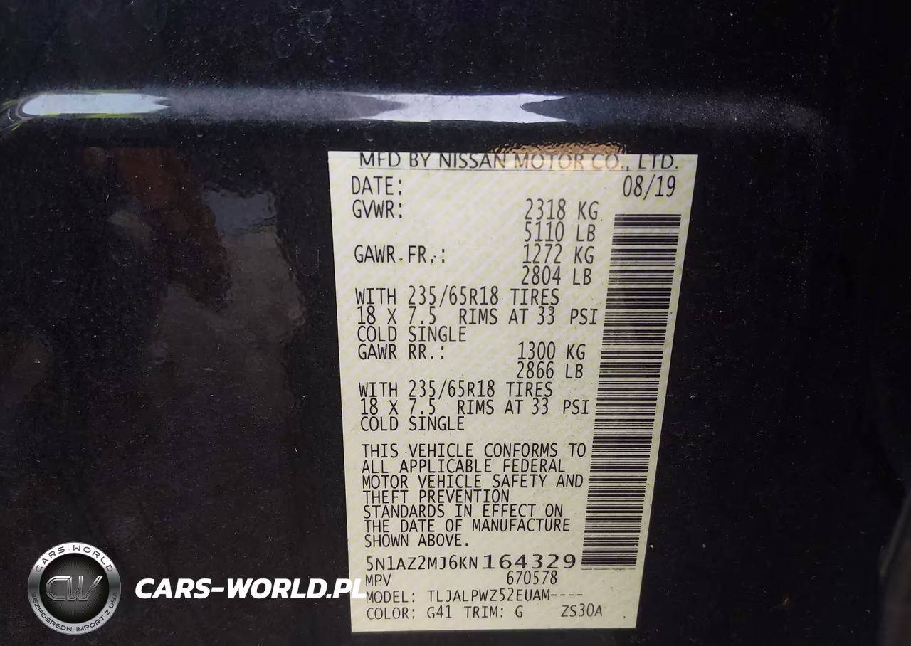 2019 Nissan Murano S VIN:5N1AZ2MJ6KN164329 - 9
