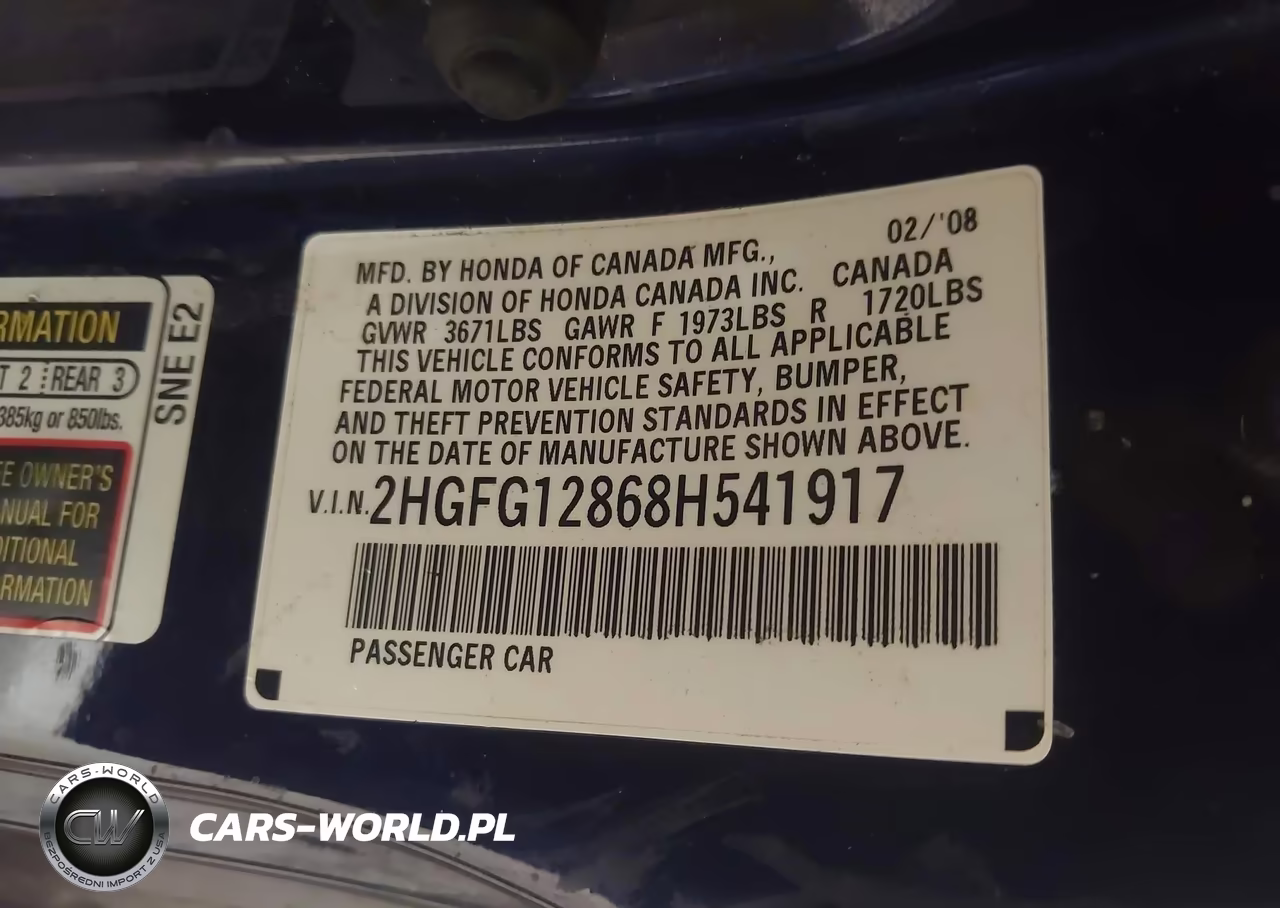 2008 Honda Civic Ex VIN:2HGFG12868H541917 - 9