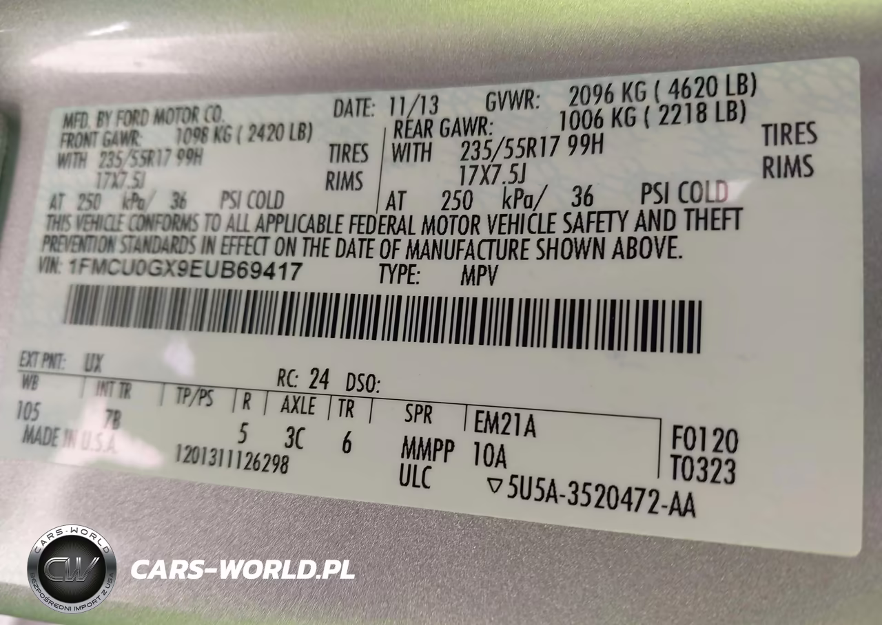 2014 Ford Escape Se VIN:1FMCU0GX9EUB69417 - 9