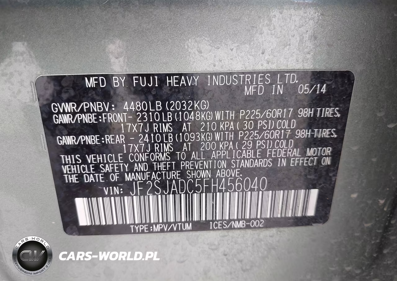 2015 Subaru Forester 2.5I Premium VIN:JF2SJADC5FH456040 - 9