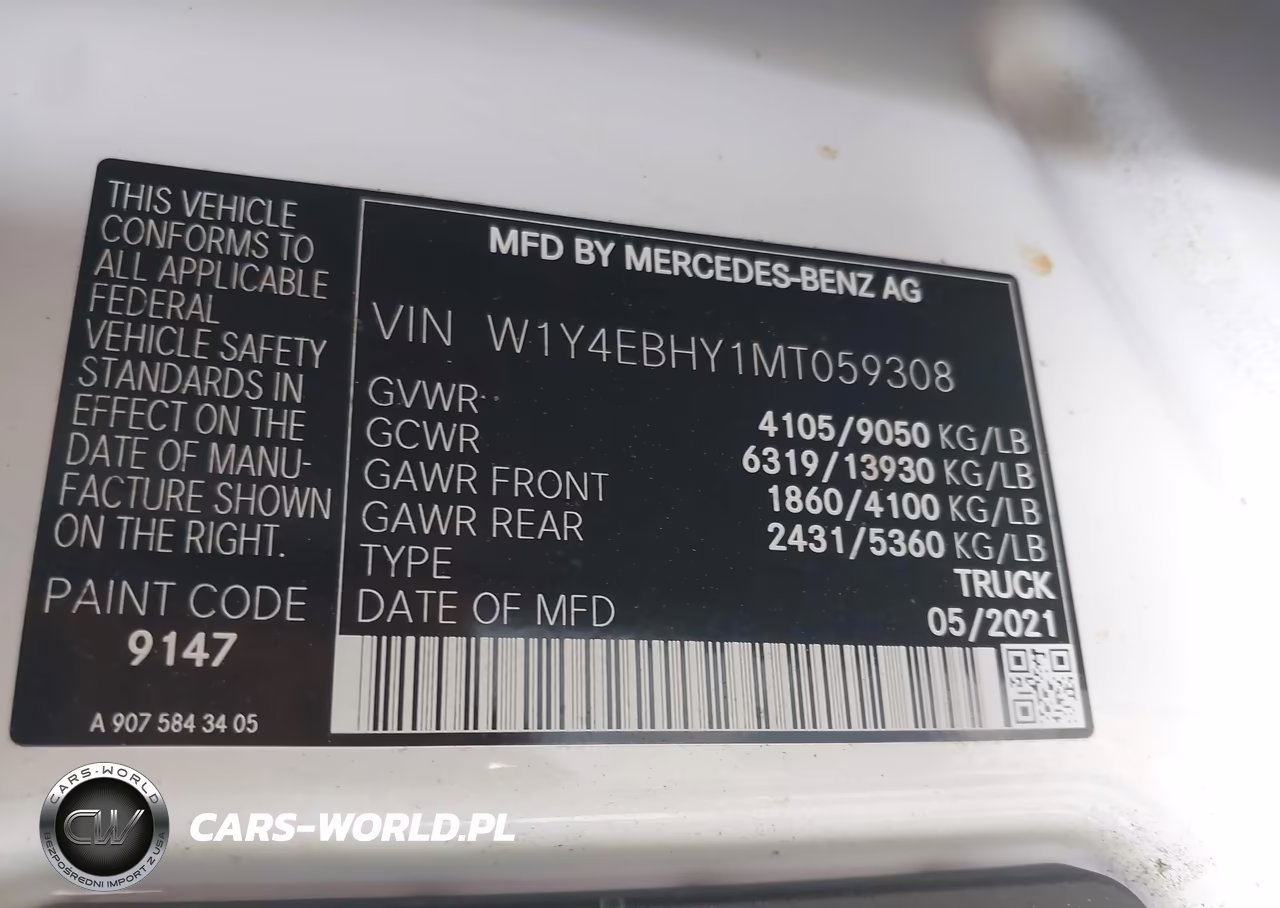 2021 Mercedes-Benz Sprinter 2500 Standard Roof V6 VIN:W1Y4EBHY1MT059308 - 9