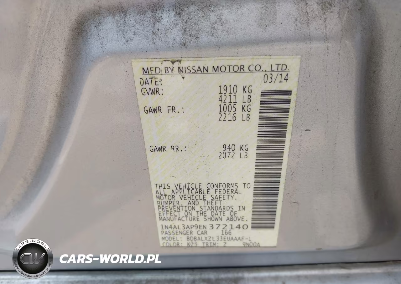 2014 Nissan Altima 2.5 Sl VIN:1N4AL3AP9EN372140 - 9