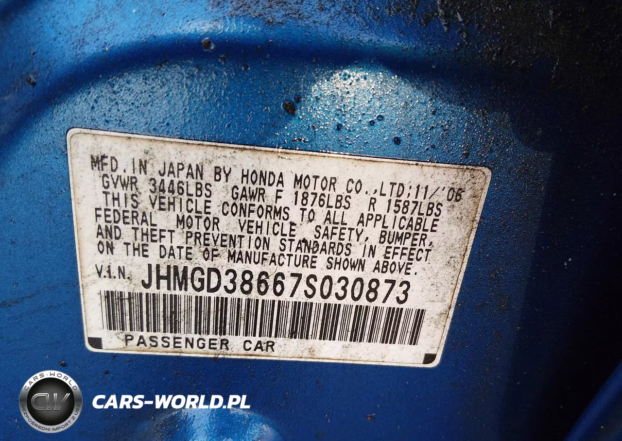 2007 Honda Fit Sport VIN:JHMGD38667S030873 - 9