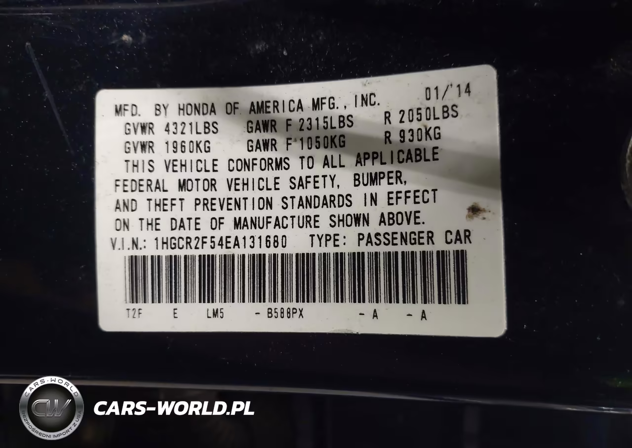 2014 Honda Accord Sport VIN:1HGCR2F54EA131680 - 9