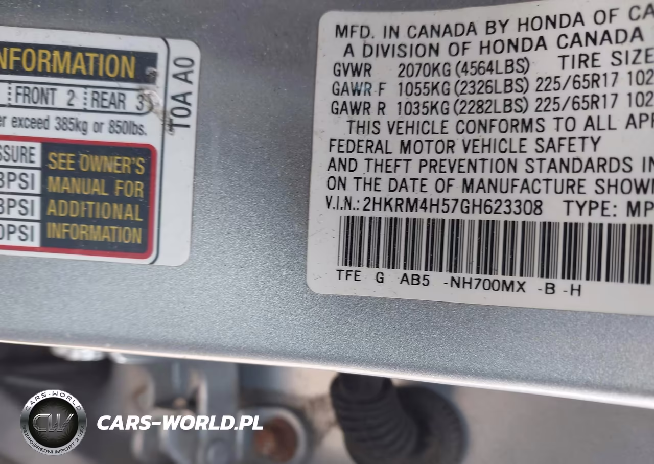 2016 Honda Cr-V Ex VIN:2HKRM4H57GH623308 - 9