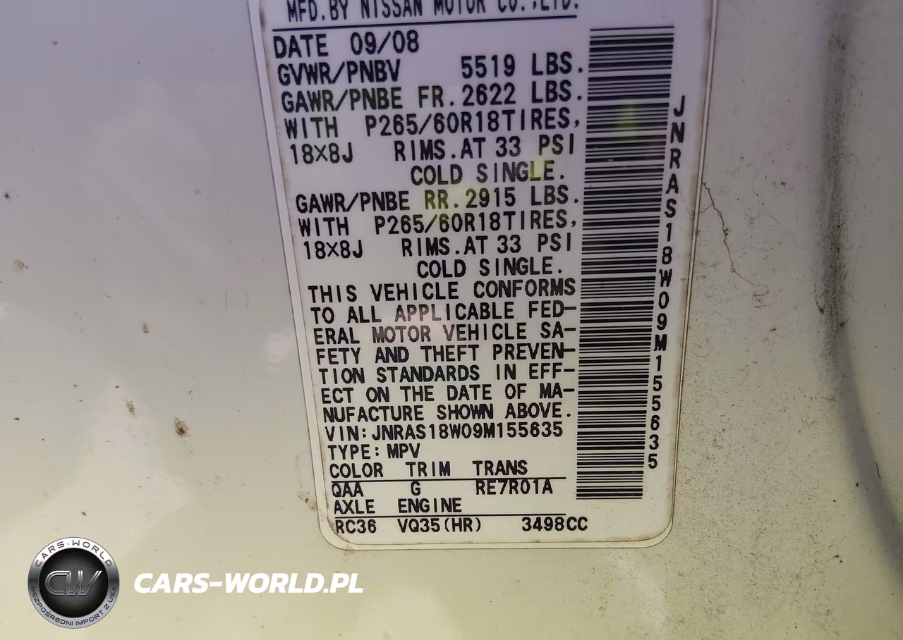 2009 Infiniti Fx35 VIN:JNRAS18W09M155635 - 9