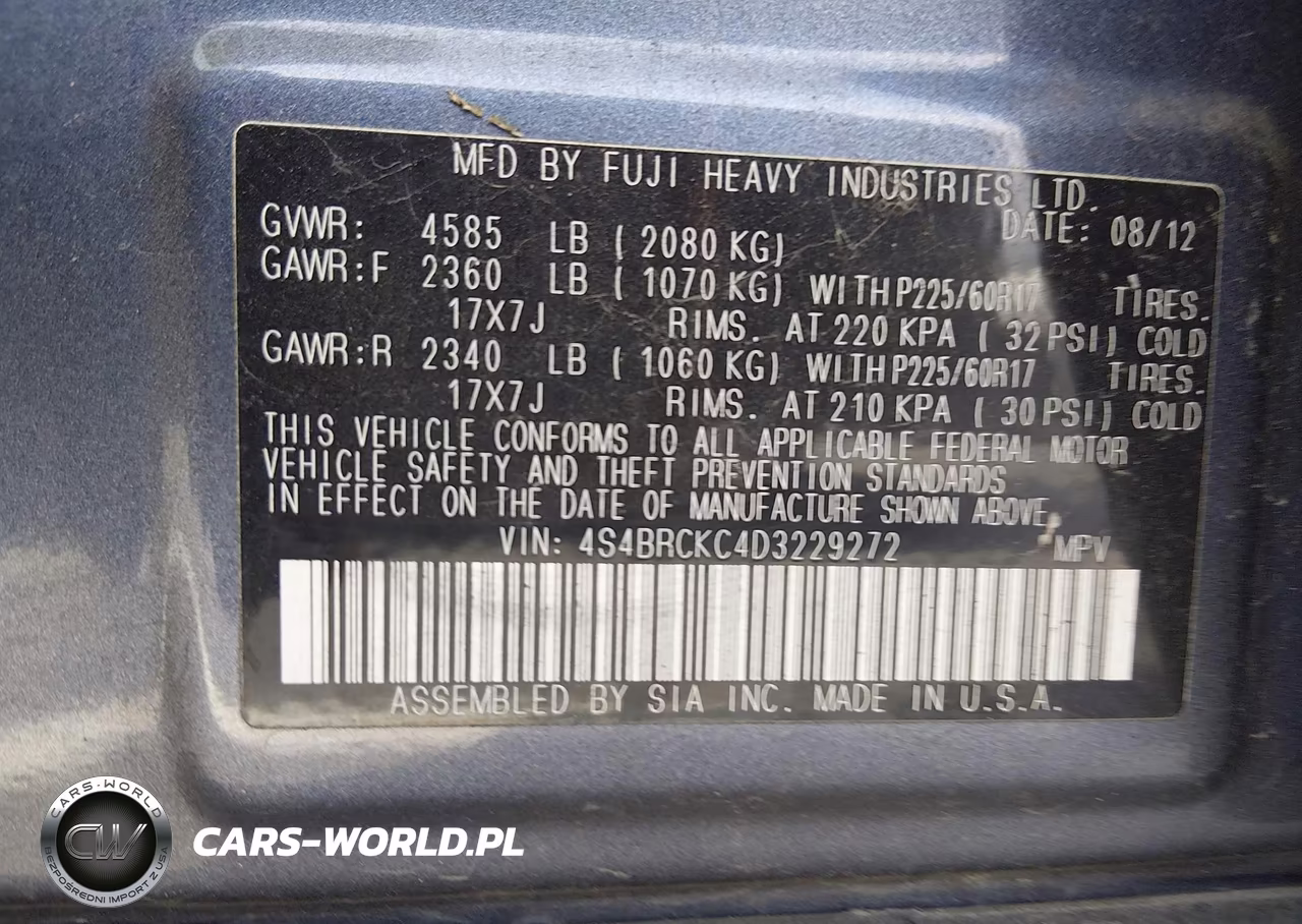 2013 Subaru Outback 2.5I Limited VIN:4S4BRCKC4D3229272 - 9