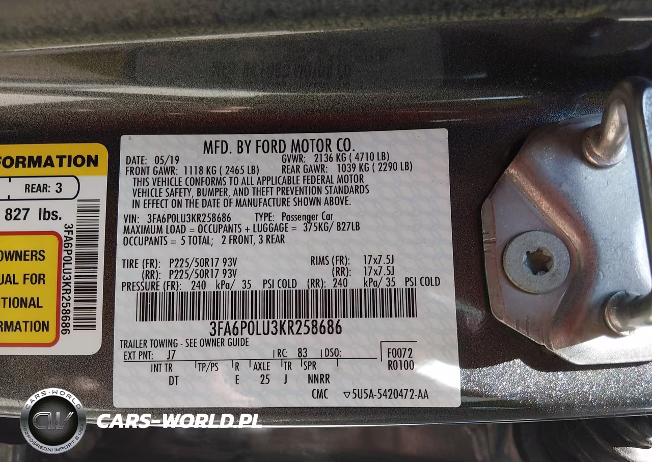 2019 Ford Fusion Hybrid Se VIN:3FA6P0LU3KR258686 - 9