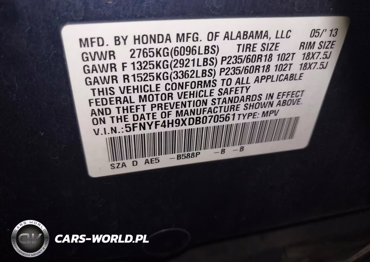 2013 Honda Pilot Touring VIN:5FNYF4H9XDB070561 - 9