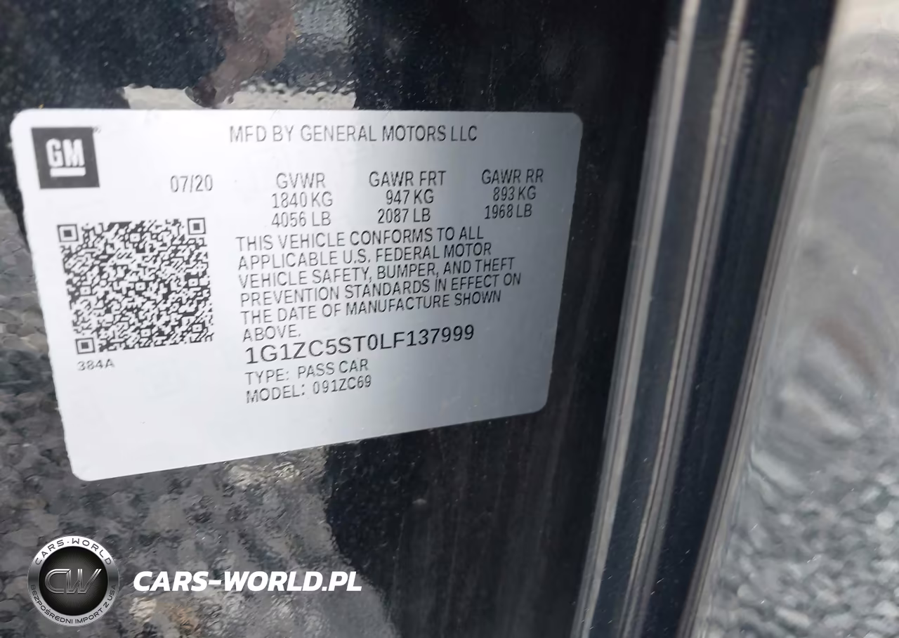 2020 Chevrolet Malibu Fwd 1Fl VIN:1G1ZC5ST0LF137999 - 9