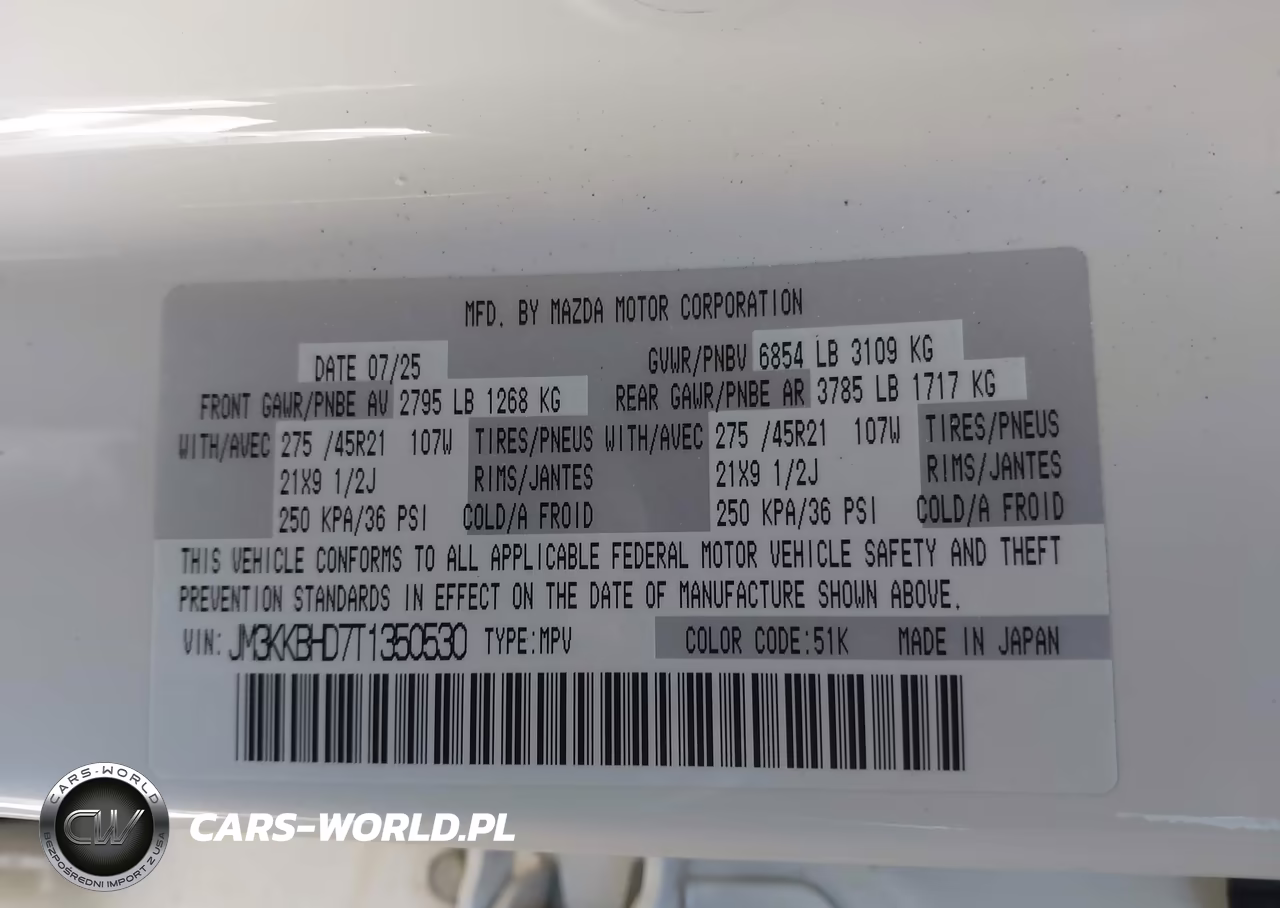 2026 Mazda Cx-90 3.3 Turbo Preferred VIN:JM3KKBHD7T1350530 - 9