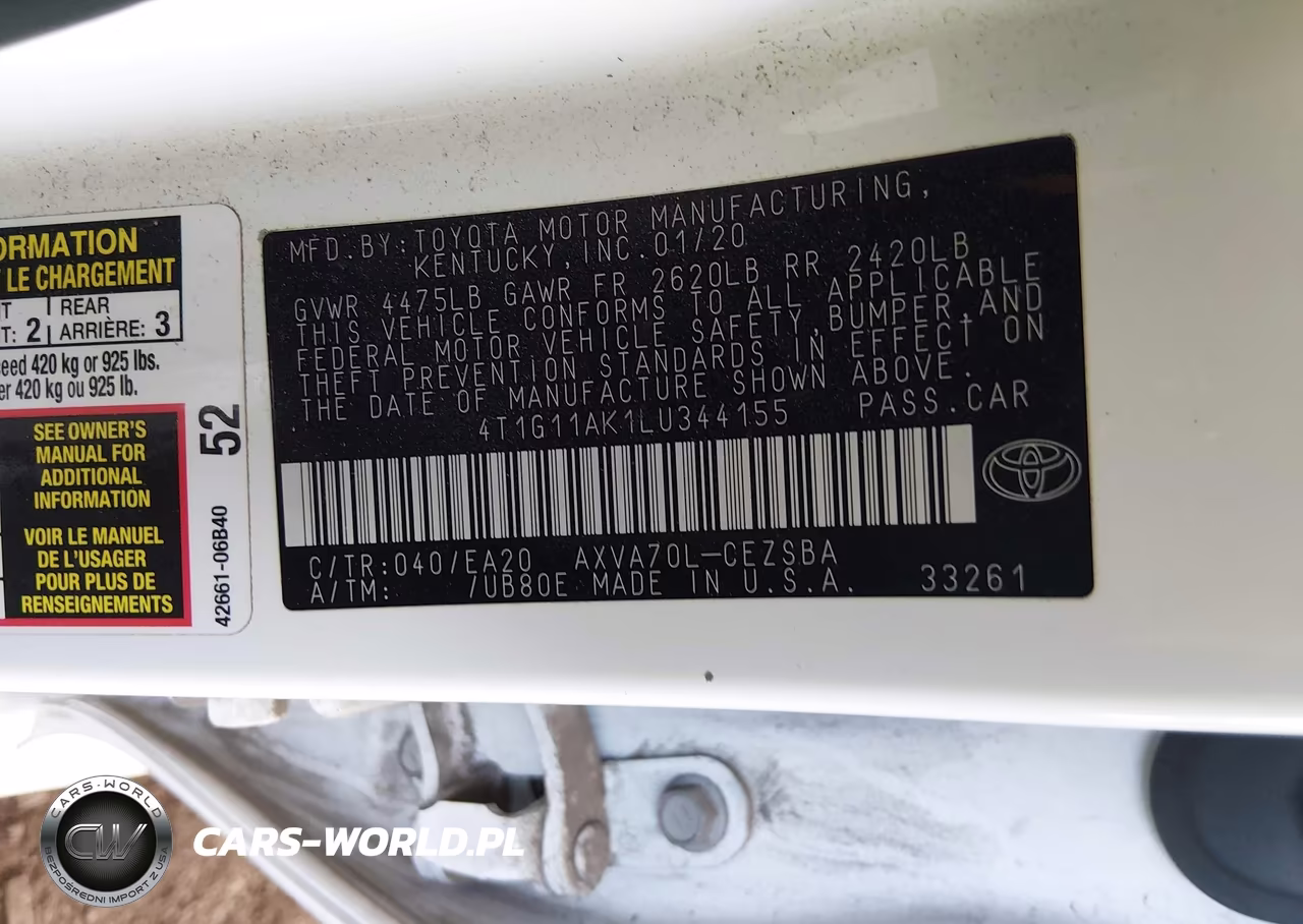 2020 Toyota Camry Se VIN:4T1G11AK1LU344155 - 9