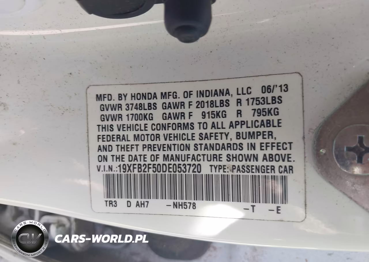 2013 Honda Civic Lx VIN:19XFB2F50DE053720 - 9