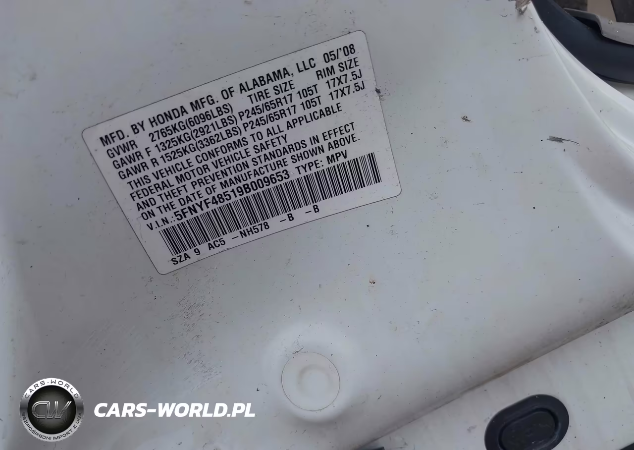2009 Honda Pilot Ex-L VIN:5FNYF48519B009653 - 9