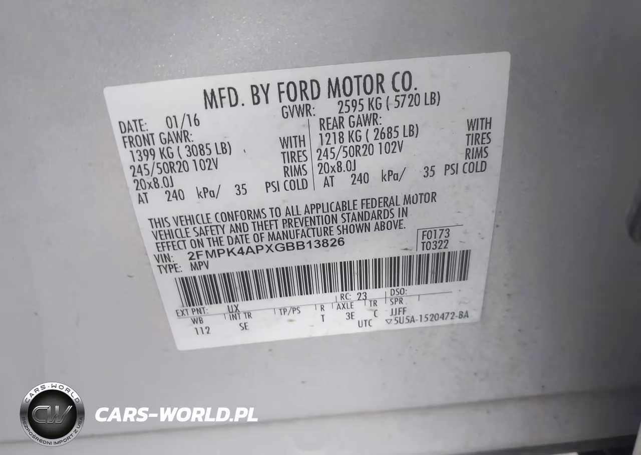 2016 Ford Edge Sport VIN:2FMPK4APXGBB13826 - 9