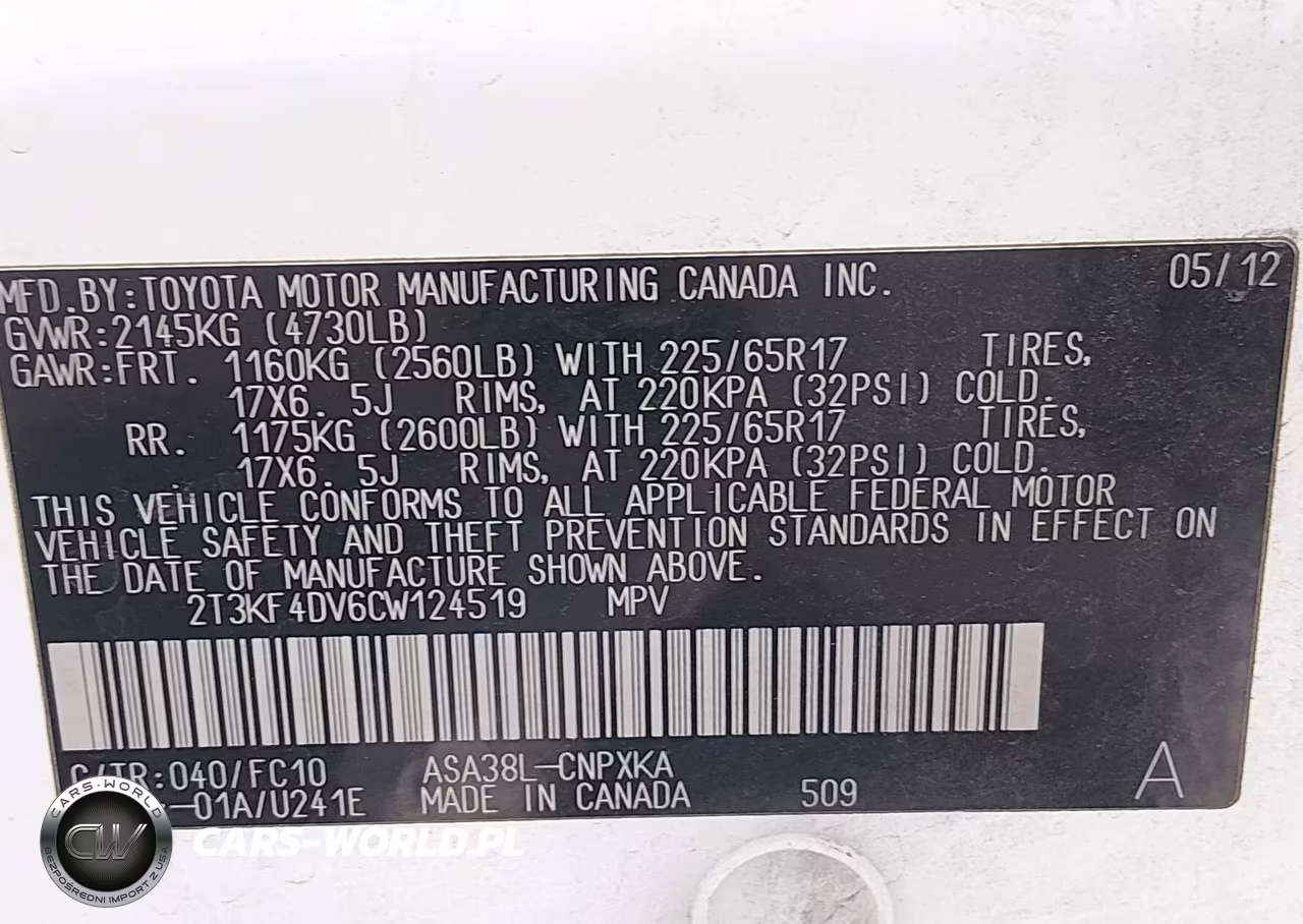2012 Toyota Rav4 VIN:2T3KF4DV6CW124519 - 9