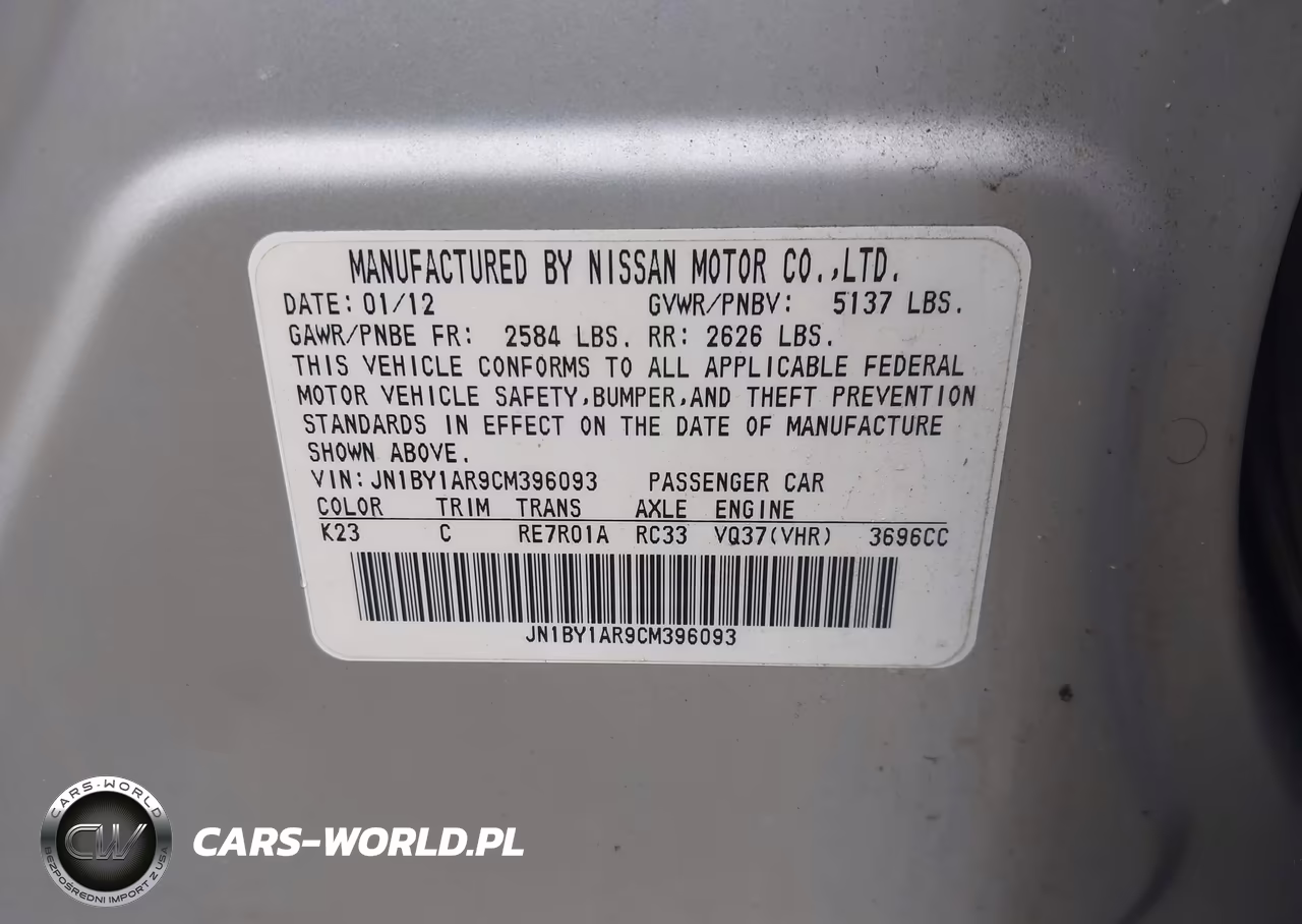 2012 Infiniti M37X VIN:JN1BY1AR9CM396093 - 9