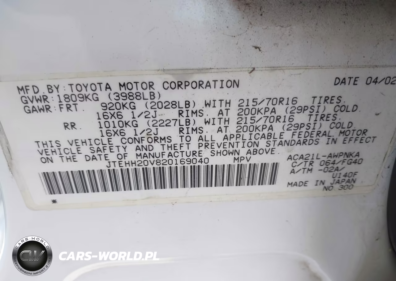 2002 Toyota Rav4 VIN:JTEHH20V820169040 - 9