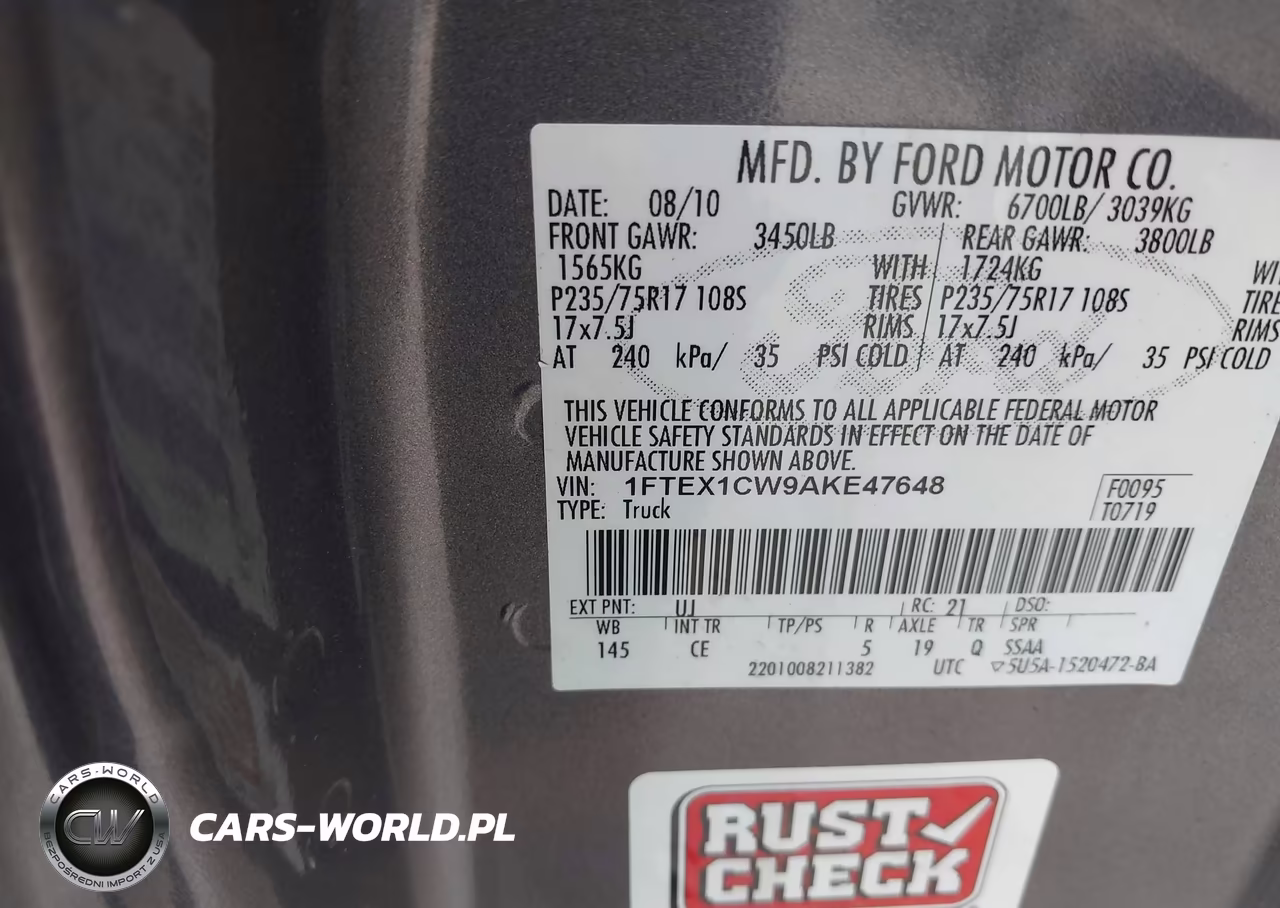 2010 Ford F-150 Stx-Xl VIN:1FTEX1CW9AKE47648 - 9