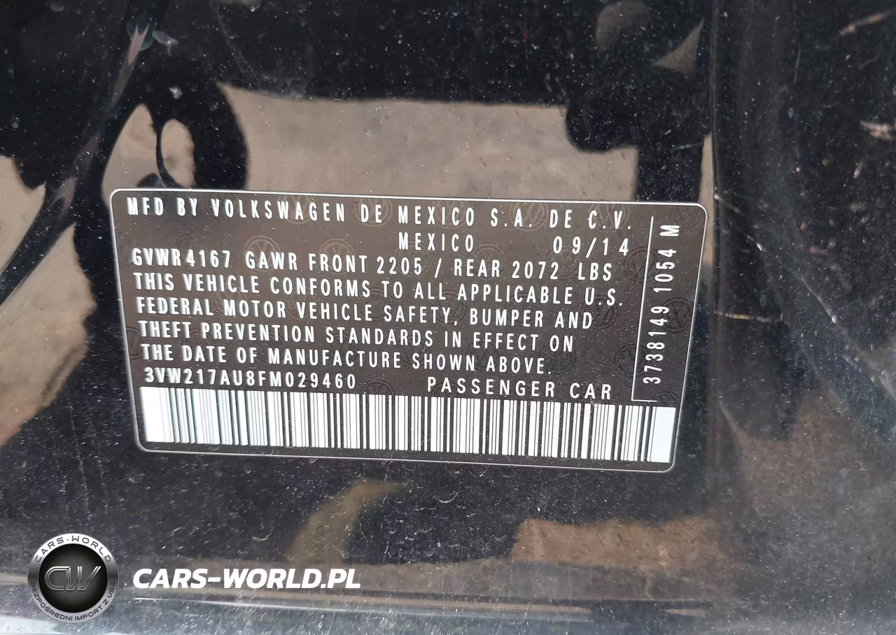 2015 Volkswagen Golf Tsi S 4-Door VIN:3VW217AU8FM029460 - 9