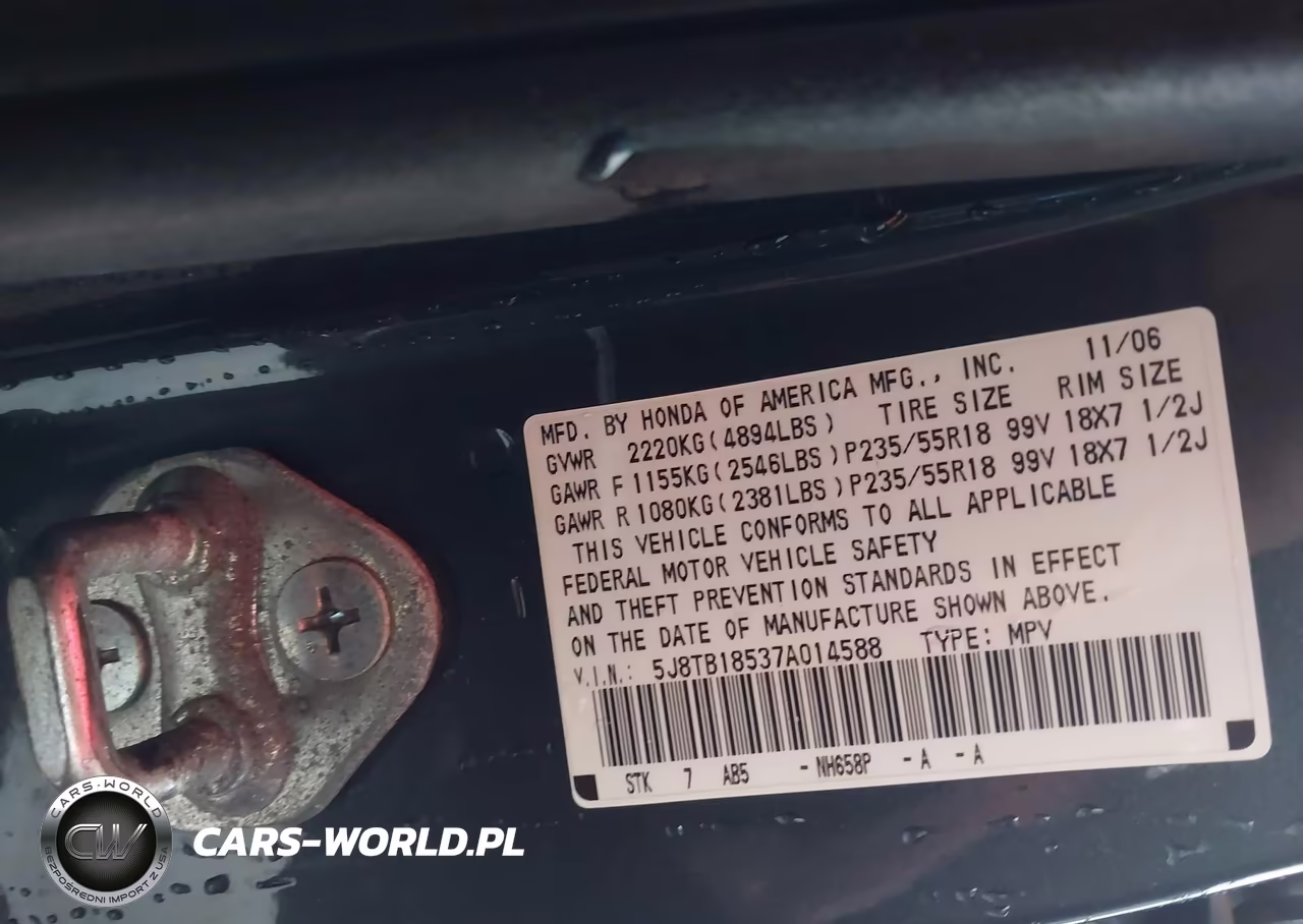 2007 Acura Rdx VIN:5J8TB18537A014588 - 9