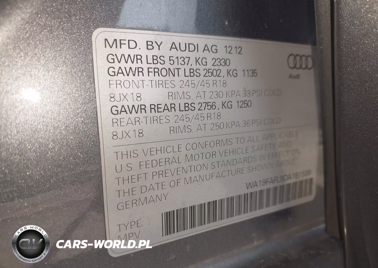 2013 Audi Allroad 2.0T Premium VIN:WA19FAFL9DA181588 - 9