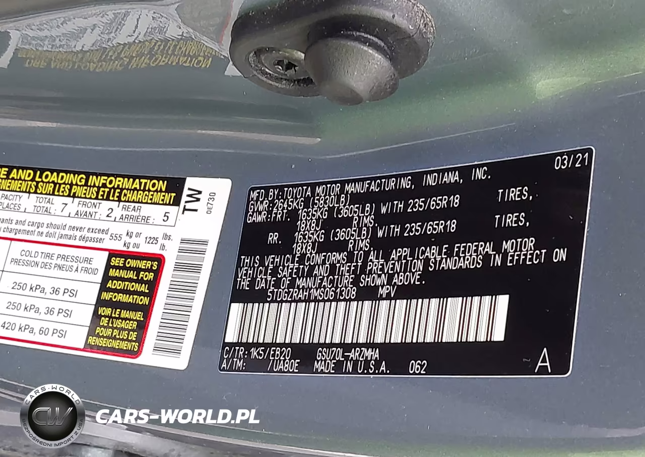 2021 Toyota Highlander Xle VIN:5TDGZRAH1MS061308 - 9