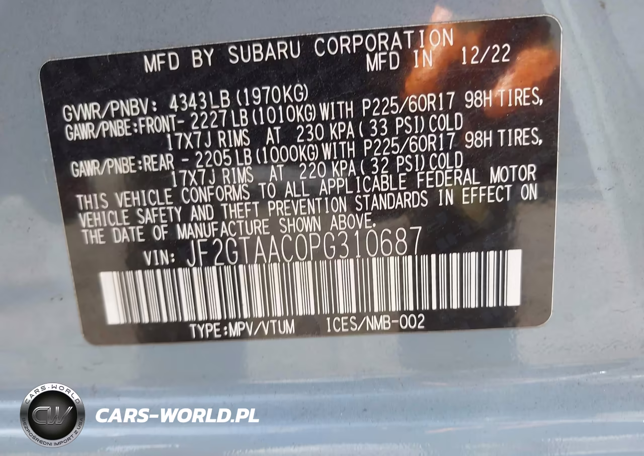 2023 Subaru Crosstrek VIN:JF2GTAAC0PG310687 - 9