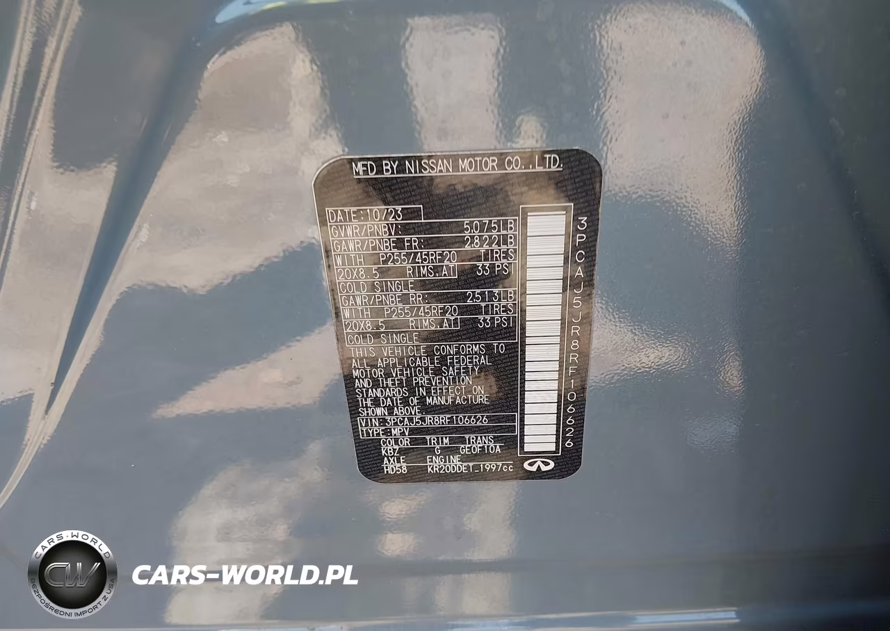 2024 Infiniti Qx55 Luxe Awd VIN:3PCAJ5JR8RF106626 - 9