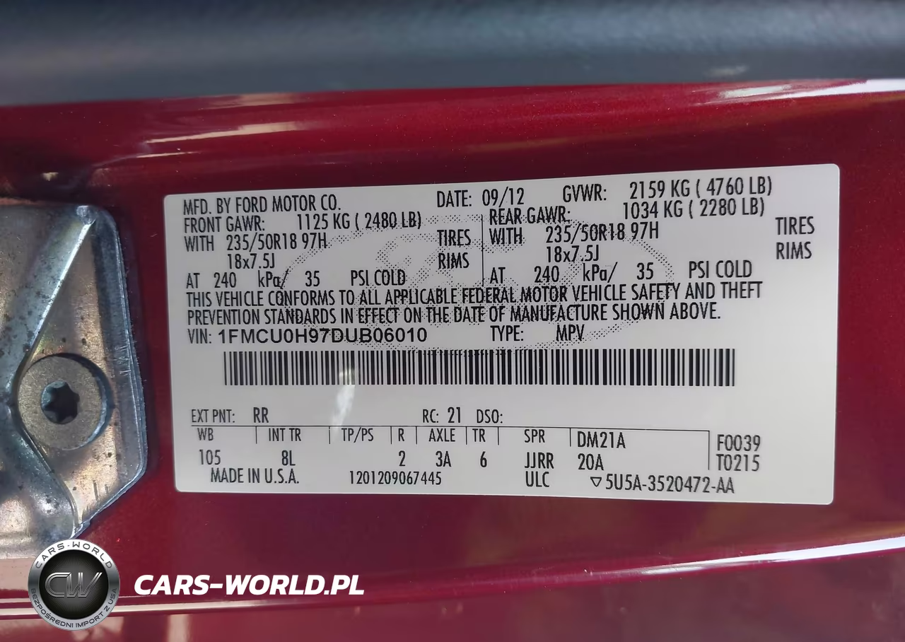2013 Ford Escape Sel VIN:1FMCU0H97DUB06010 - 9