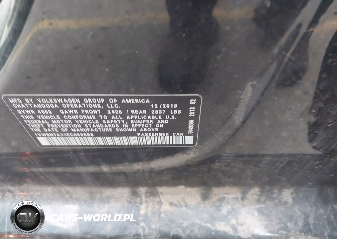 2014 Volkswagen Passat 2.0L Tdi Se VIN:1VWBN7A33EC059588 - 9