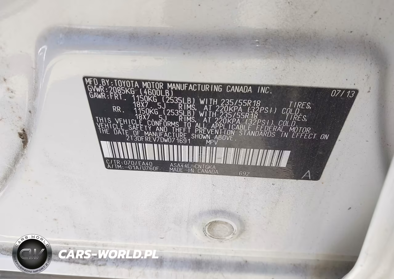 2013 Toyota Rav4 Limited VIN:2T3DFREV7DW071691 - 9
