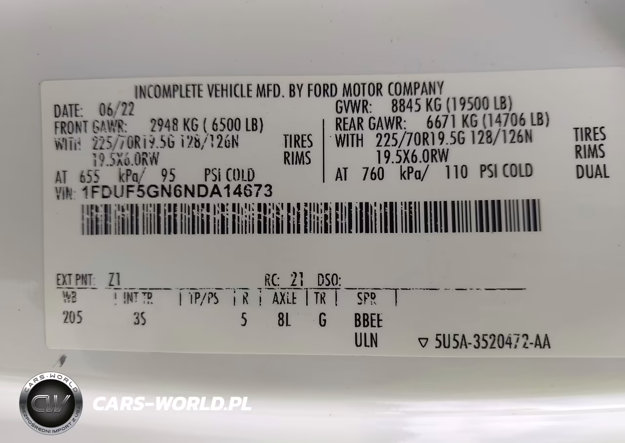 2022 Ford F-550 Chassis Xlt VIN:1FDUF5GN6NDA14673 - 8