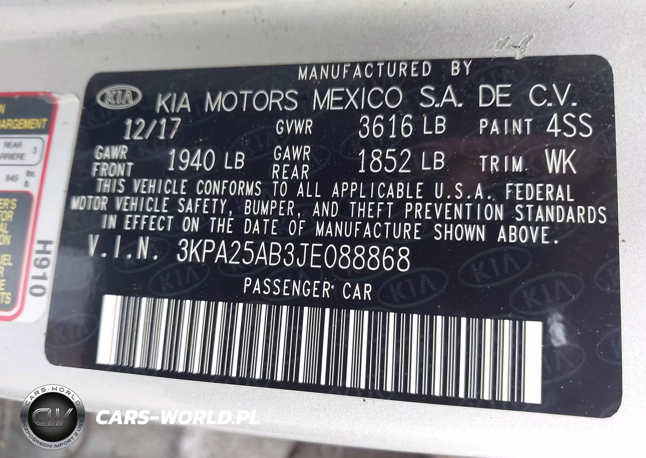 2018 Kia Rio Lx VIN:3KPA25AB3JE088868 - 9