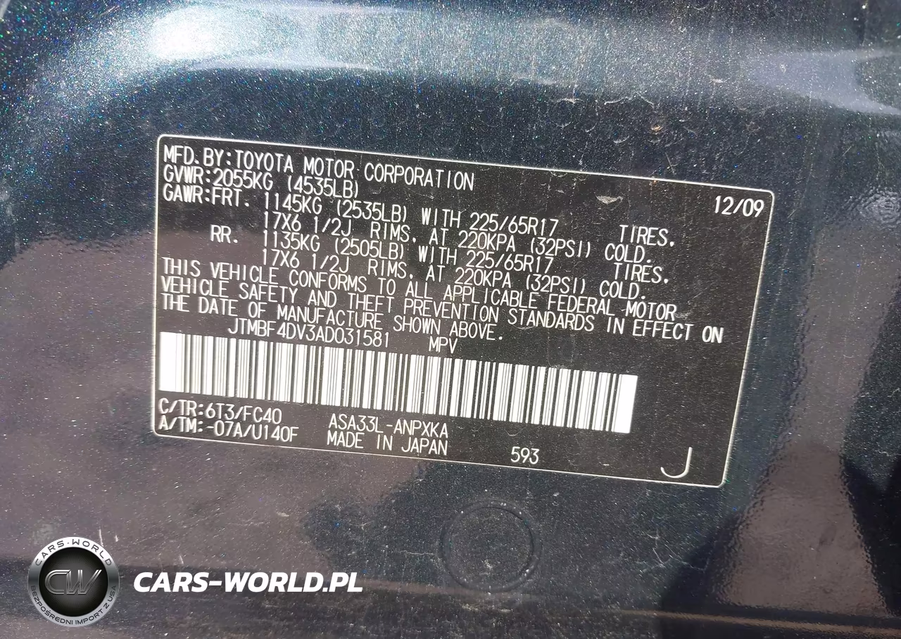 2010 Toyota Rav4 VIN:JTMBF4DV3AD031581 - 9