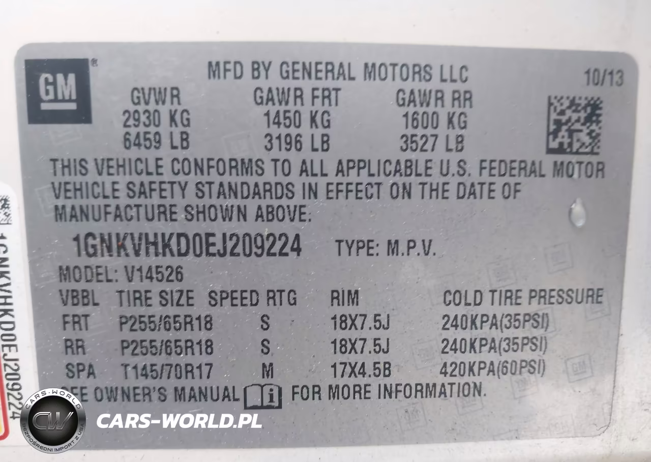 2014 Chevrolet Traverse 2Lt VIN:1GNKVHKD0EJ209224 - 9