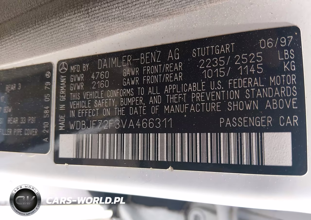 1997 Mercedes-Benz E 420 VIN:WDBJF72F3VA466311 - 9